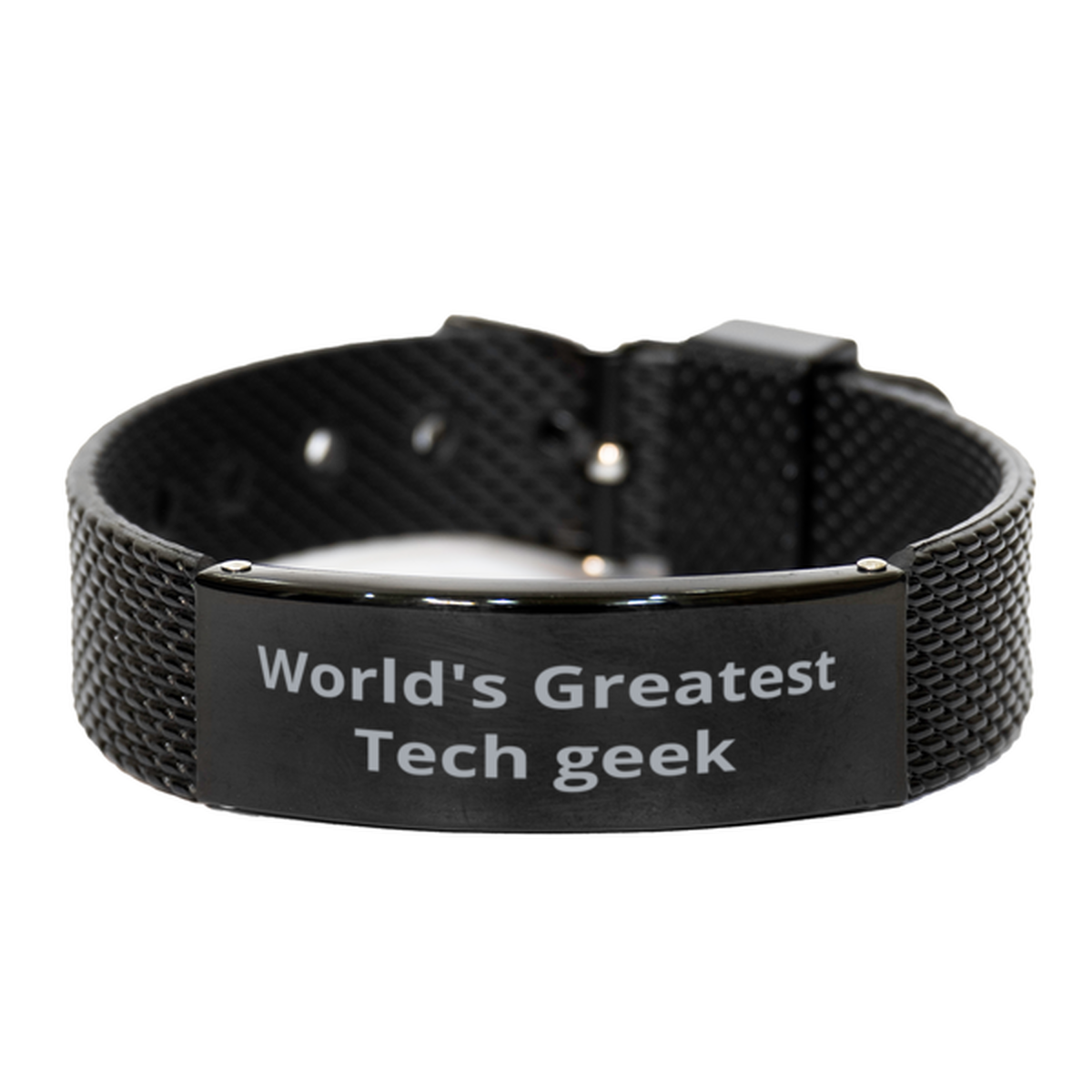 World Greatest Tech geek,  Black Shark Mesh Bracelet. Model 60098