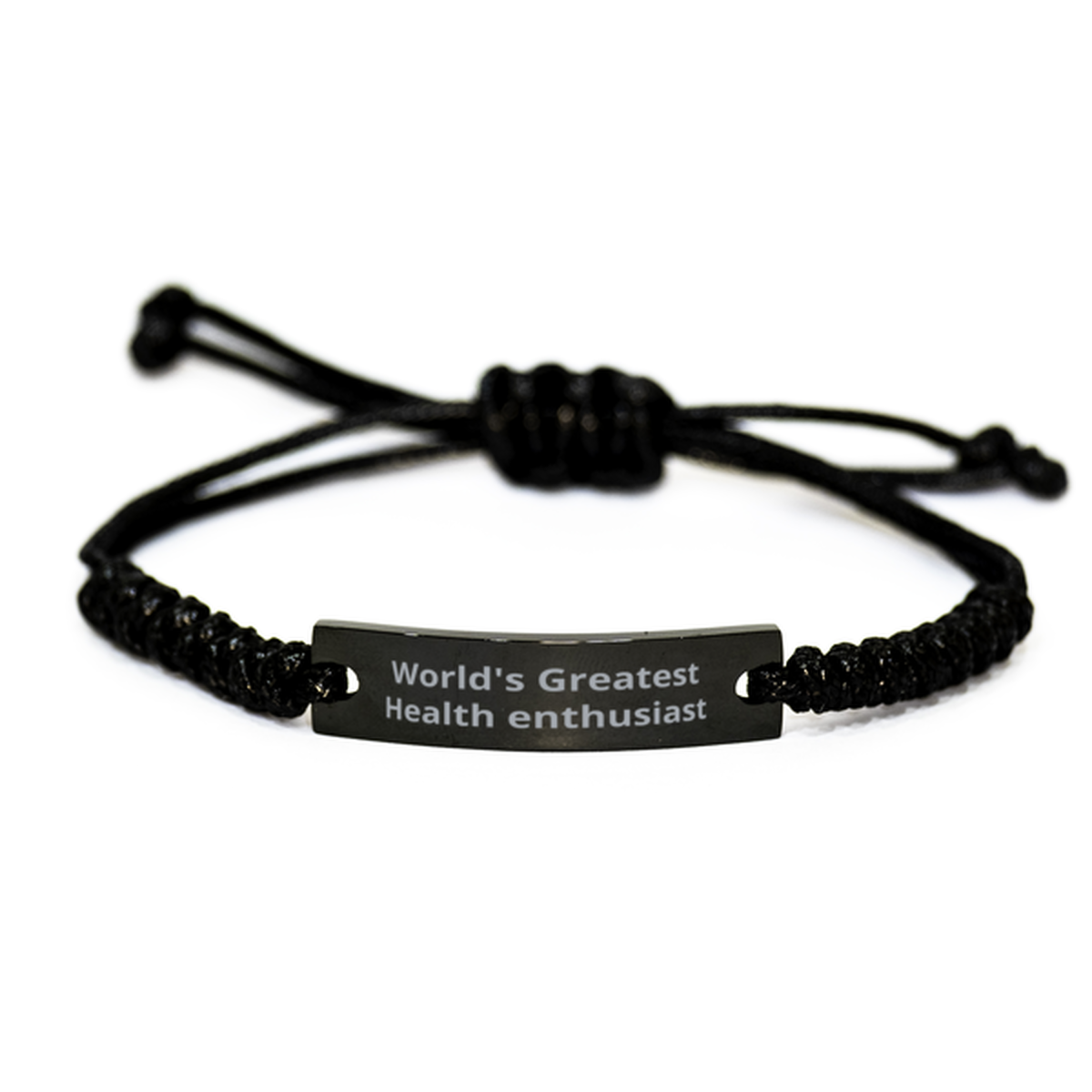 World Greatest Health enthusiast,  Black Rope Bracelet. Model 60098