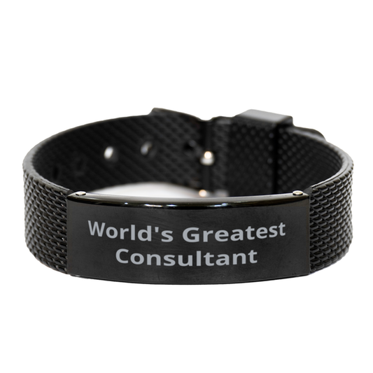 World Greatest Consultant,  Black Shark Mesh Bracelet. Model 60099