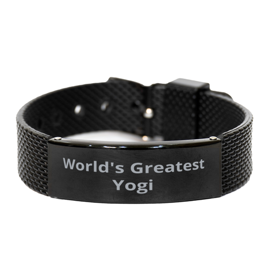 World Greatest Yogi,  Black Shark Mesh Bracelet. Model 60099