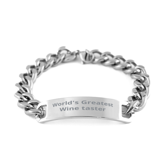 World Greatest Wine taster,  Cuban Chain Stainless Steel Bracelet. Model 60098