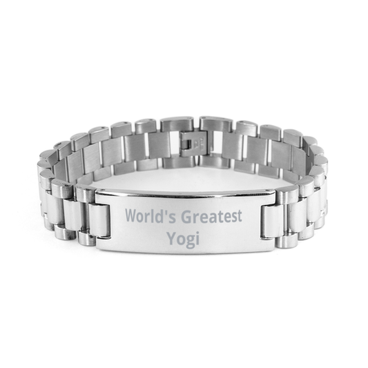 World Greatest Yogi,  Ladder Stainless Steel Bracelet. Model 60099