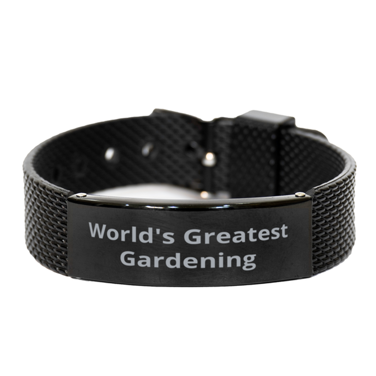 World Greatest Gardening enthusiast,  Black Shark Mesh Bracelet. Model 600100