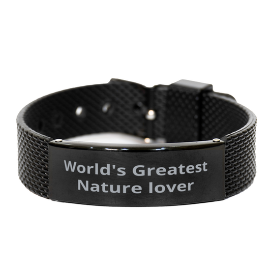 World Greatest Nature lover,  Black Shark Mesh Bracelet. Model 600100