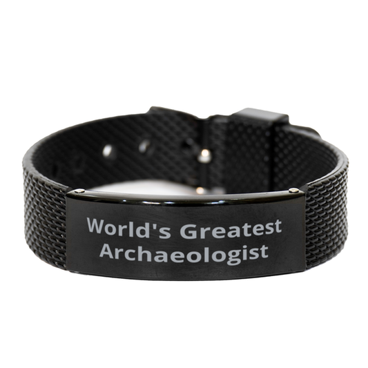 World Greatest Archaeologist,  Black Shark Mesh Bracelet. Model 600100