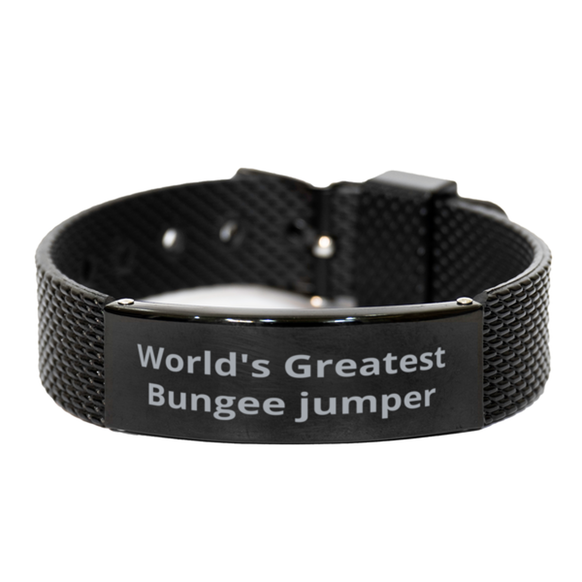 World Greatest Bungee jumper,  Black Shark Mesh Bracelet. Model 600100