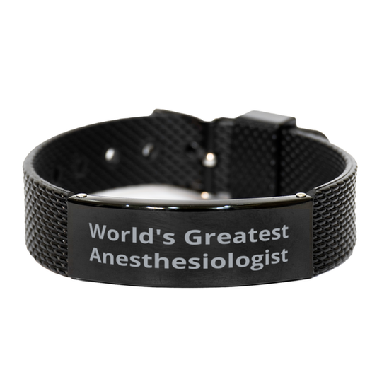 World Greatest Anesthesiologist,  Black Shark Mesh Bracelet. Model 600100