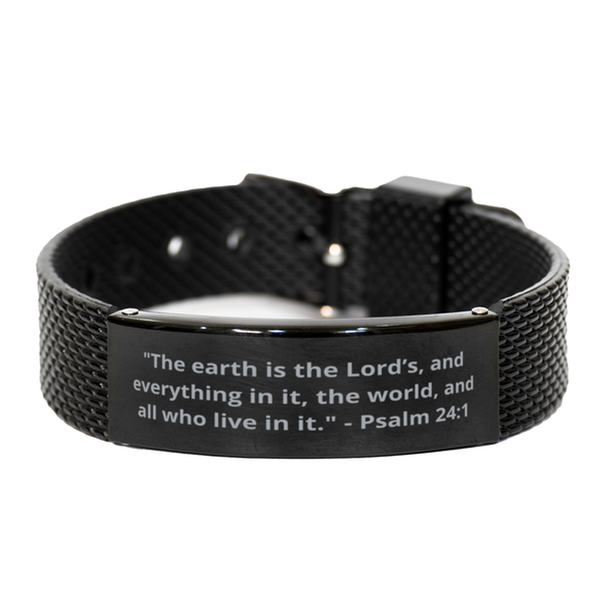 "The earth is the Lords, and everything in it, the world, and all who live in it." - Psalm 24:1,  Black Shark Mesh Bracelet. Model 600101