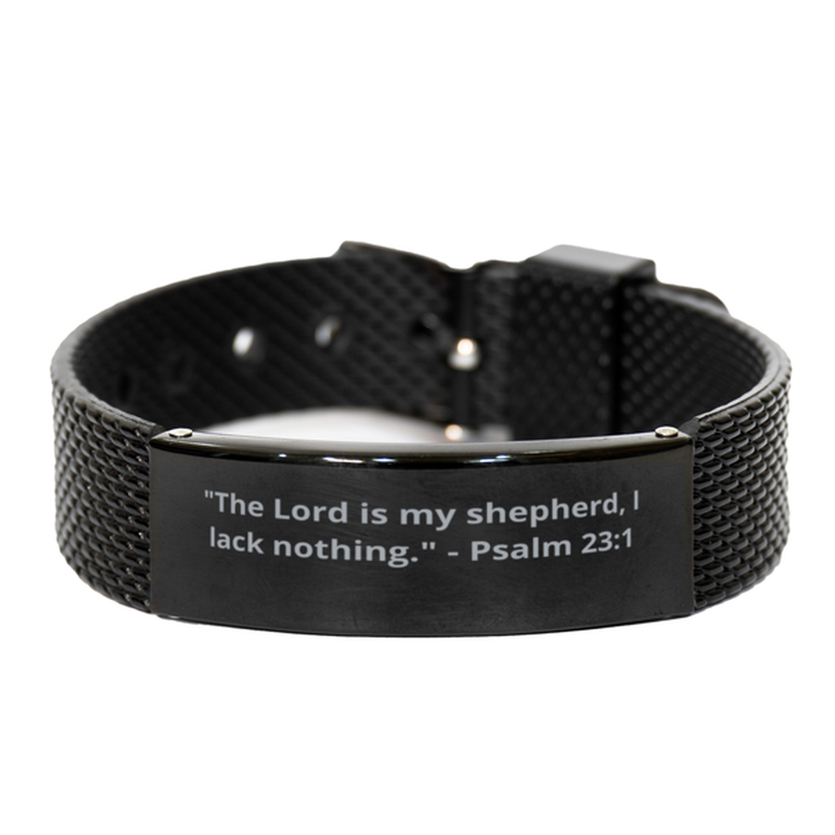 "The Lord is my shepherd, I lack nothing." - Psalm 23:1,  Black Shark Mesh Bracelet. Model 600101