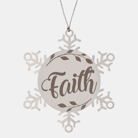 faith, Christmas Holiday Snowflake Ornament. Model 600103