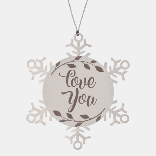 love you, Christmas Holiday Snowflake Ornament. Model 600103