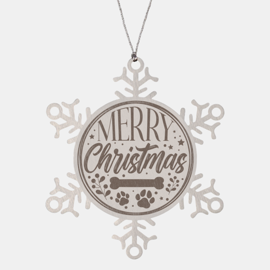 Merry christmas-01, Christmas Holiday Snowflake Ornament. Model 600103