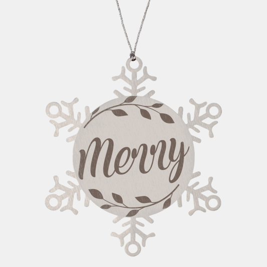 merry, Christmas Holiday Snowflake Ornament. Model 600103