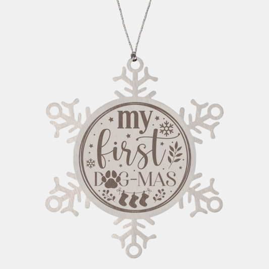 My first dog-mas-01, Christmas Holiday Snowflake Ornament. Model 600103