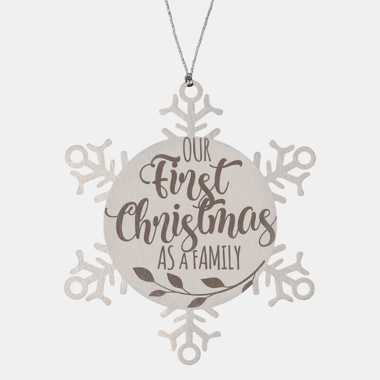 Our first Christmas as a family, Christmas Holiday Snowflake Ornament. Model 600103