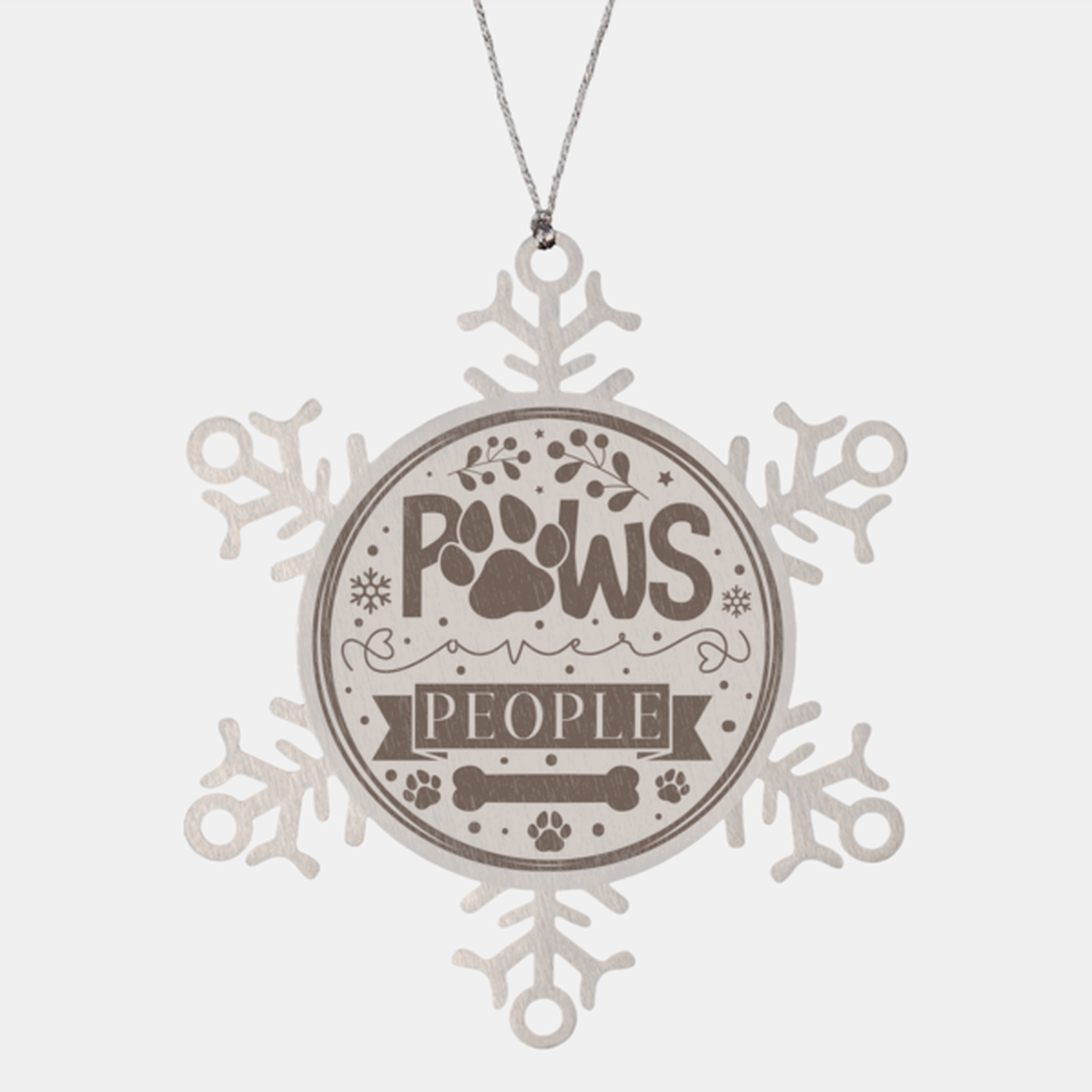 Paws over people-01, Christmas Holiday Snowflake Ornament. Model 600103