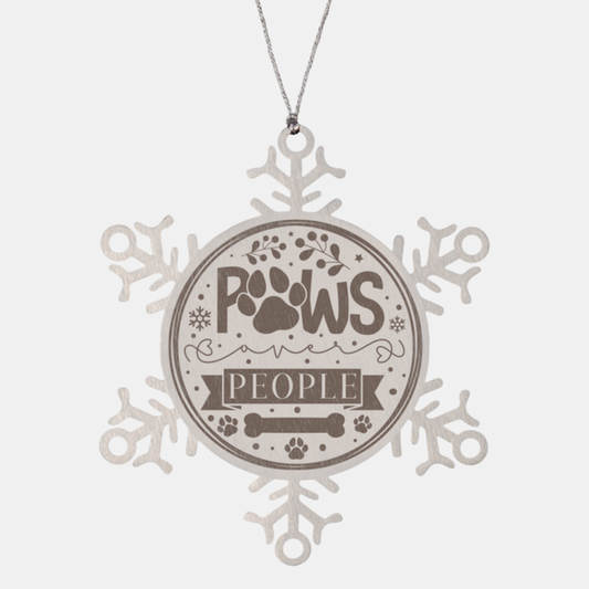 Paws over people-01, Christmas Holiday Snowflake Ornament. Model 600103