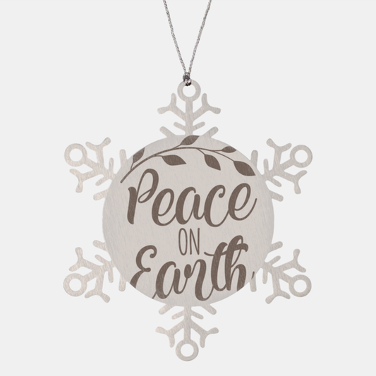 Peace on the earth, Christmas Holiday Snowflake Ornament. Model 600103