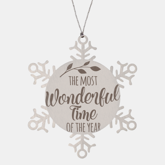 the most wonderful time of the year, Christmas Holiday Snowflake Ornament. Model 600103