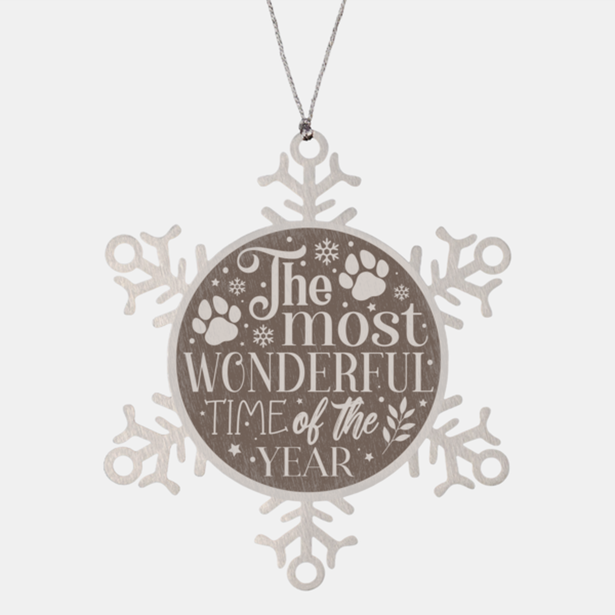 The most wonderful time of the year-01, Christmas Holiday Snowflake Ornament. Model 600103