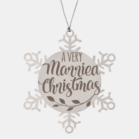 A very married Christmas, Christmas Holiday Snowflake Ornament. Model 600103