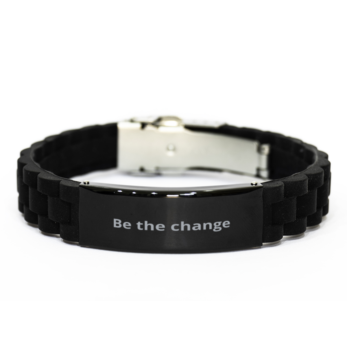 Be the change,  Black Glidelock Clasp Bracelet. Model 600104