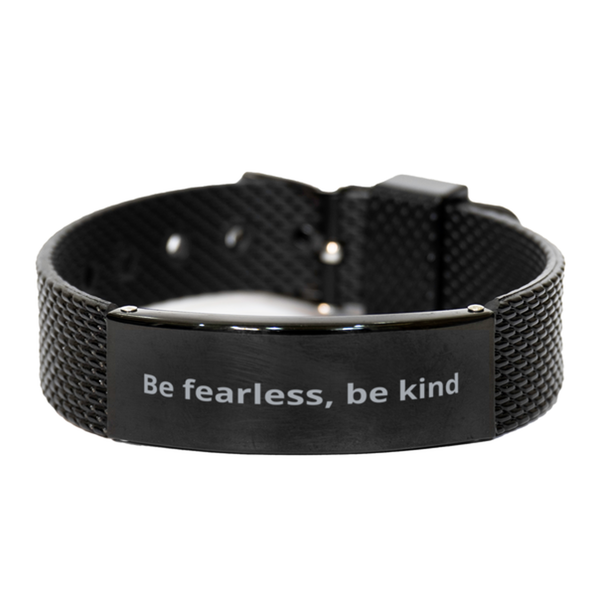 Be fearless, be kind,  Black Shark Mesh Bracelet. Model 600104