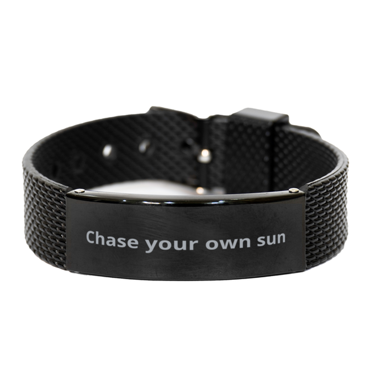 Chase your own sun,  Black Shark Mesh Bracelet. Model 600104