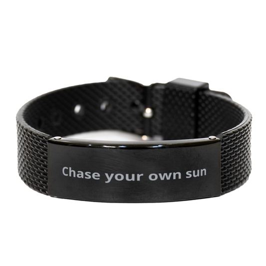 Chase your own sun,  Black Shark Mesh Bracelet. Model 600104