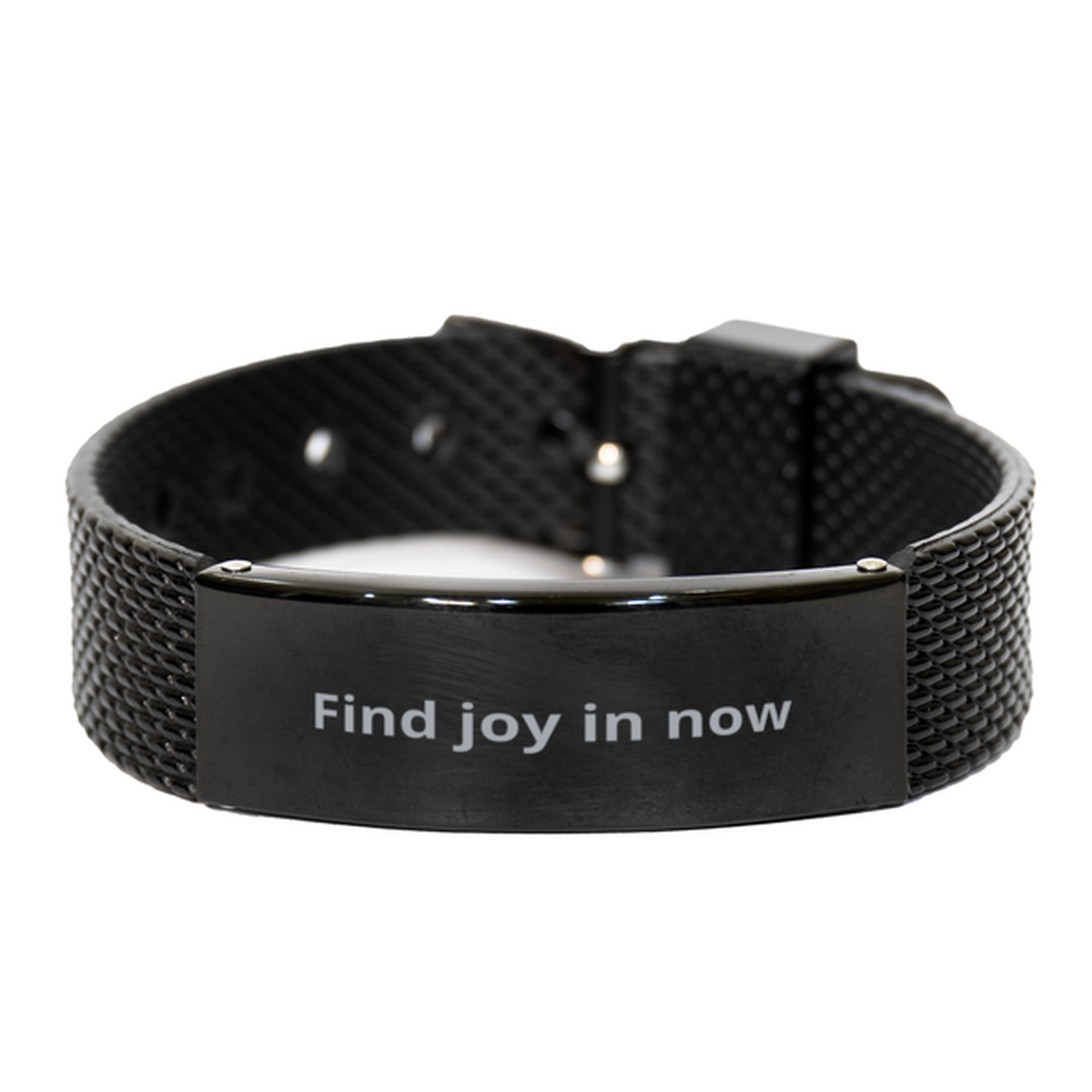 Find joy in now,  Black Shark Mesh Bracelet. Model 600104