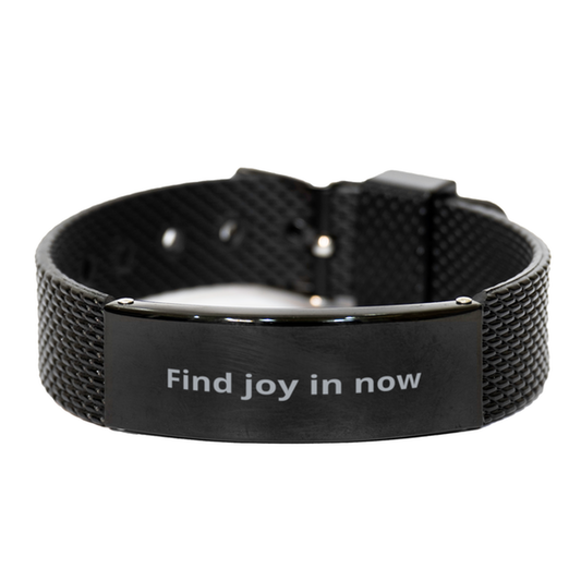 Find joy in now,  Black Shark Mesh Bracelet. Model 600104