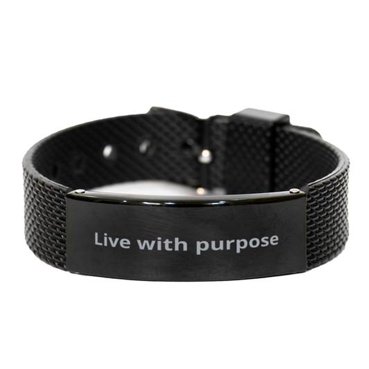 Live with purpose,  Black Shark Mesh Bracelet. Model 600104