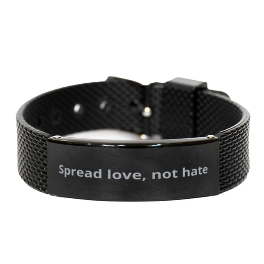 Spread love, not hate,  Black Shark Mesh Bracelet. Model 600104