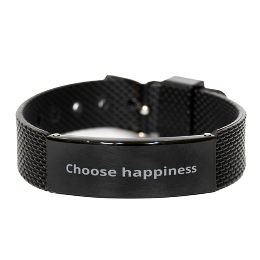 Choose happiness,  Black Shark Mesh Bracelet. Model 600104