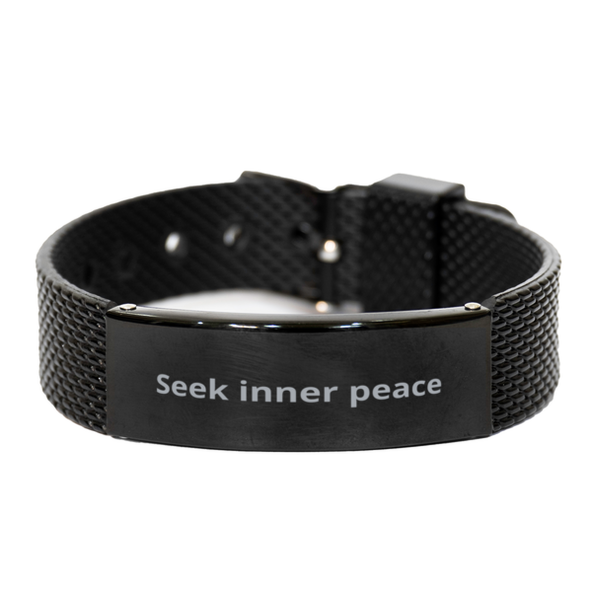 Seek inner peace,  Black Shark Mesh Bracelet. Model 600104