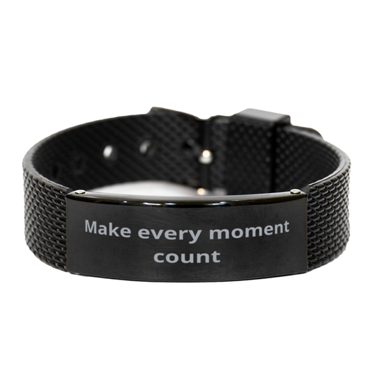 Make every moment count,  Black Shark Mesh Bracelet. Model 600104