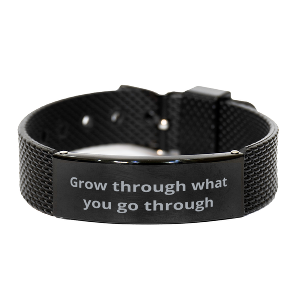 Grow through what you go through,  Black Shark Mesh Bracelet. Model 600104