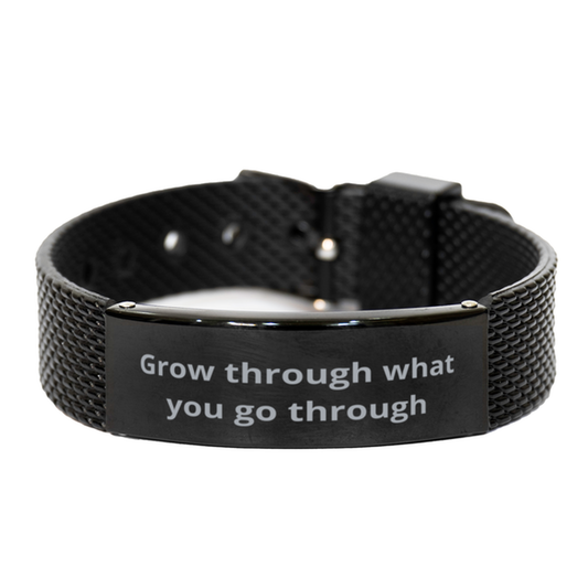 Grow through what you go through,  Black Shark Mesh Bracelet. Model 600104