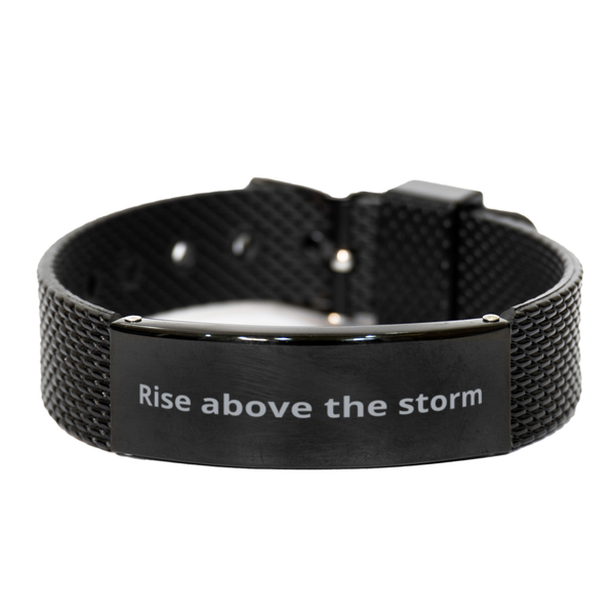 Rise above the storm,  Black Shark Mesh Bracelet. Model 600104