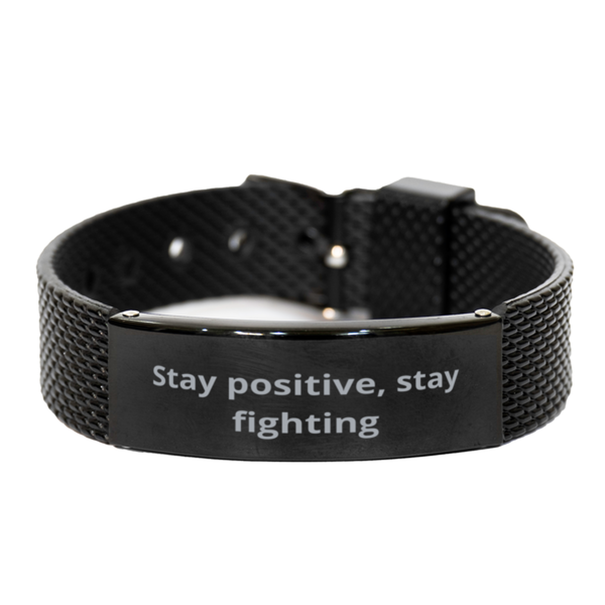 Stay positive, stay fighting,  Black Shark Mesh Bracelet. Model 600104