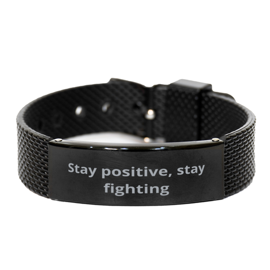 Stay positive, stay fighting,  Black Shark Mesh Bracelet. Model 600104