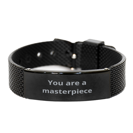 You are a masterpiece,  Black Shark Mesh Bracelet. Model 600104