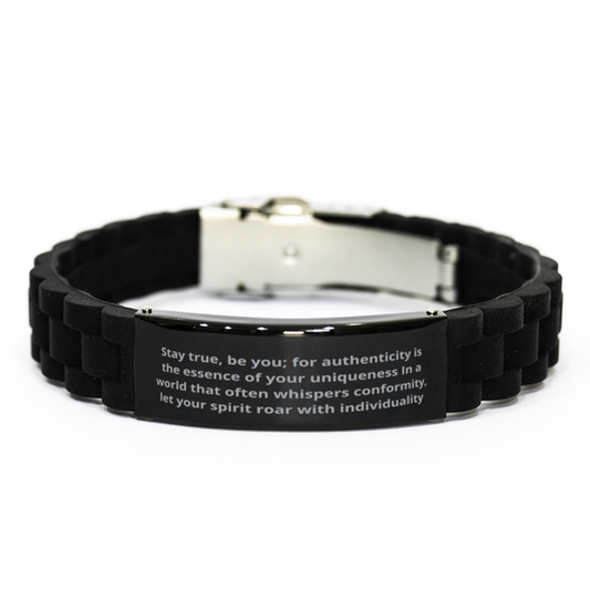 Stay true,  Black Glidelock Clasp Bracelet. Model 600105