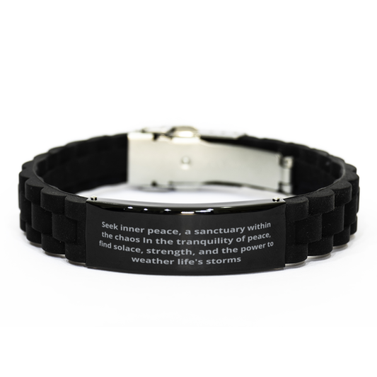 Seek inner peace,  Black Glidelock Clasp Bracelet. Model 600105