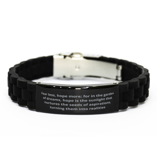 Fear less,  Black Glidelock Clasp Bracelet. Model 600105