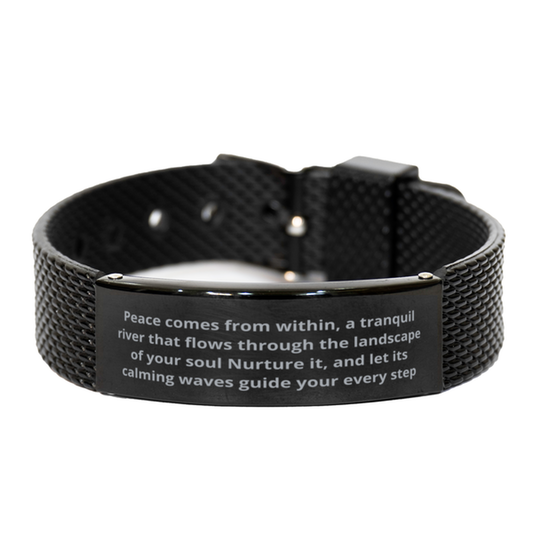 Peace comes from within,  Black Shark Mesh Bracelet. Model 600105