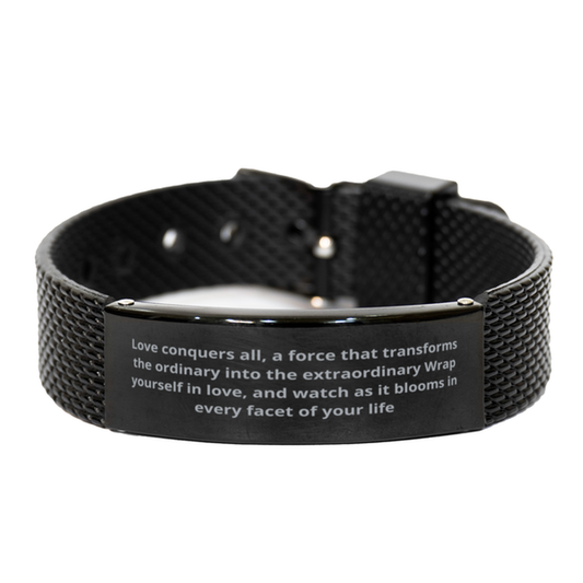 Love conquers all,  Black Shark Mesh Bracelet. Model 600105