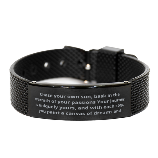 Chase your own sun,  Black Shark Mesh Bracelet. Model 600105