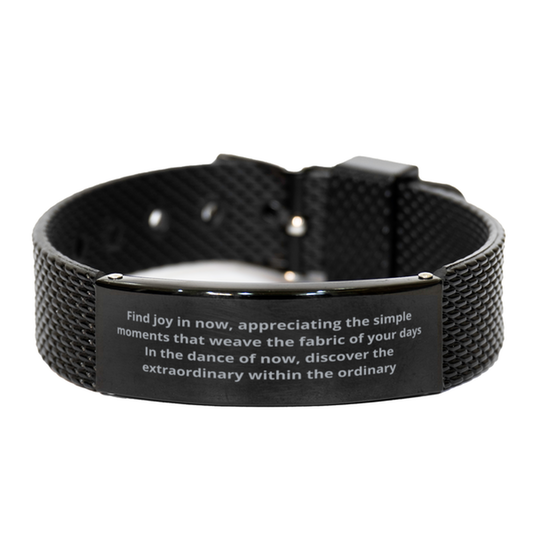 Find joy in now,  Black Shark Mesh Bracelet. Model 600105