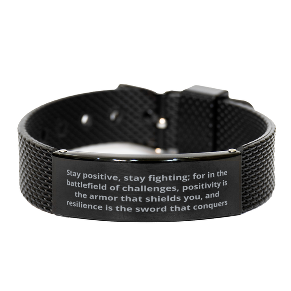 Stay positive,  Black Shark Mesh Bracelet. Model 600105